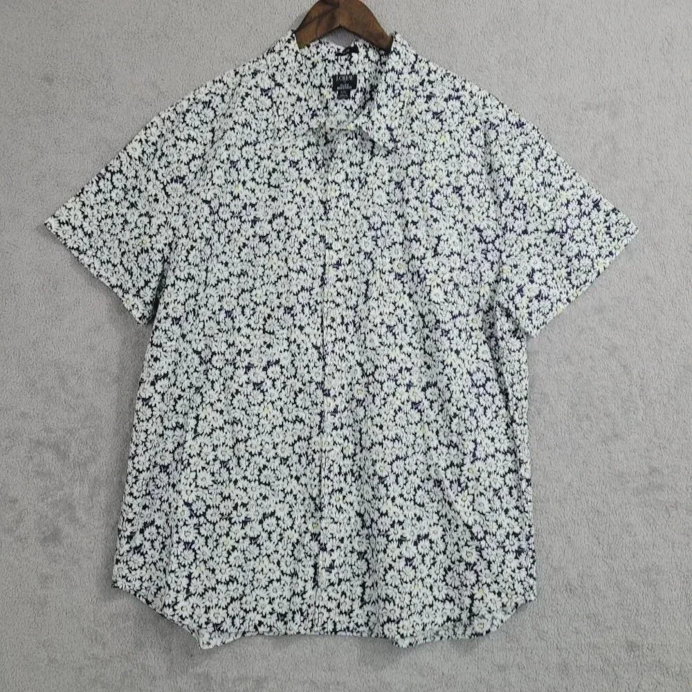 J.Crew Flex Washed Slim Fit Floral Shirt XXL Daisy Print  Men's 7CT